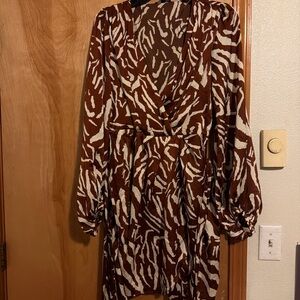 Brown and cream Zebra Print Dress